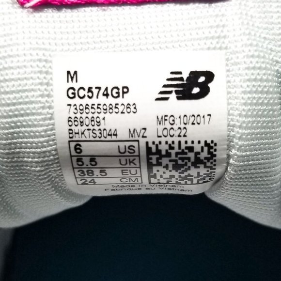 New Balance 574 Girls Running Sneaker Grey Pink - Picture 11 of 12